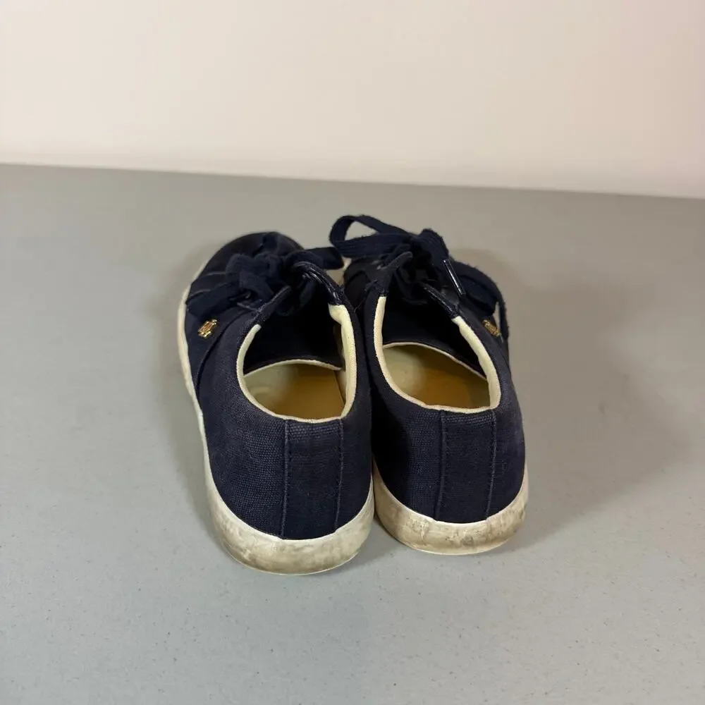 Lauren Ralph Lauren Janson II Canvas Sneakers Womens 6.5B Gold Logo Detail